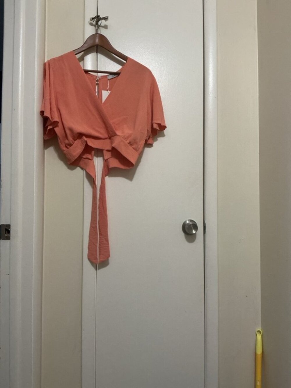 Coral Wrap Crop Top